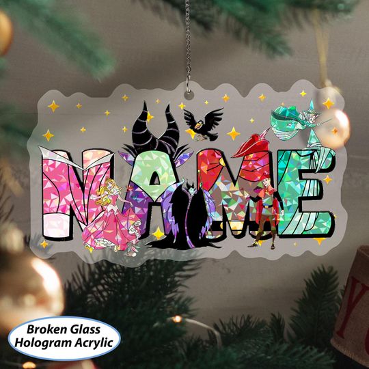 Discover Customized Sleeping Beauty Ornament, Aurora Princess Christmas Ornament, Maleficent Fauna Fairy Godmother, Disney Xmas Tree Hanging, NVA718