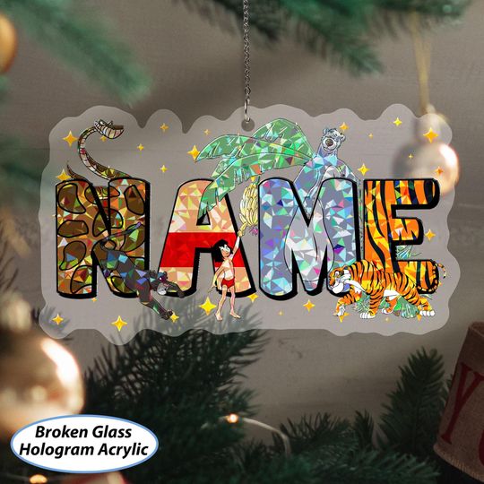 Discover Custom Christmas Jungle Book Ornament, Disney Jungle Book Characters Ornament, Mowgli Baloo Shere Khan Bagheera, WDW Xmas Home Decor, NVA725
