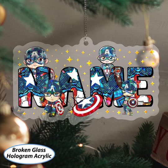 Discover Custom Christmas Captain America Ornament, Captain America Chibi Ornament, Cute Avengers Team Ornament, MCU Disney Xmas Tree Hanging, NVA753