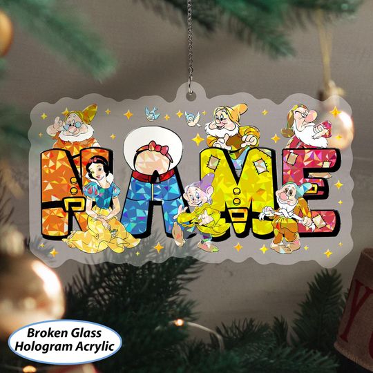 Discover Custom Snow White Christmas Ornament, Disney Snow Princess Ornament, Doc Grumpy Happy Bashful Dopey, WDW Xmas Family Tree Hanging, VTB348