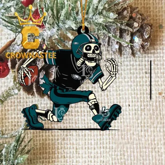 Discover XMAS US Stock Eagles Skeleton Football football Ornament