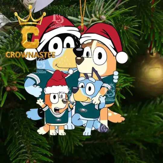 XMAS US Stock Philadelphia Eagles BlueyDad Family Christmas football Ornament