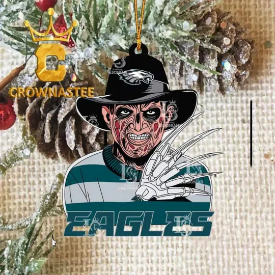 XMAS US Stock Philadelphia Eagles Freddy Krueger football Acrylic Ornament