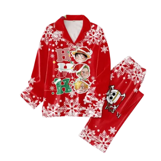 One Piece Snow Christmas Ho Ho Ho Pajamas Set