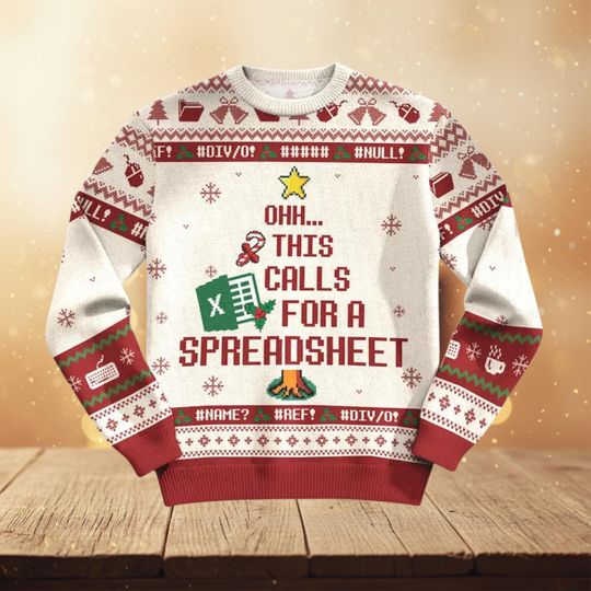 Discover Funny Spreadsheet Christmas Ugly Sweater for Men Women, Accountant Office Holiday Pullover, Cozy Nerdy Winter Party Gift Top