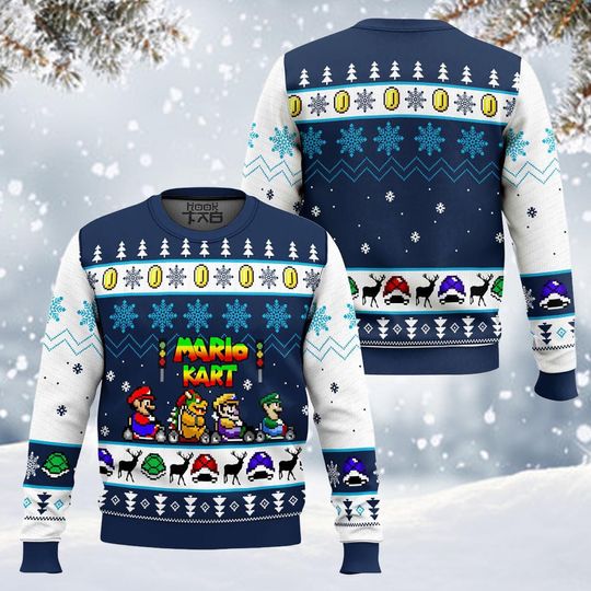 Discover Retro Racing Pixel Ugly Christmas Sweater Gamer Holiday Knit Pullover Unisex Winter Sweatshirt Gift for Men Women