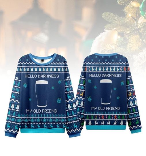 Discover Hello Darkness Christmas Ugly Sweater, Funny Holiday Sweater, Beer Sweater For Men And Women, Xmas Gift