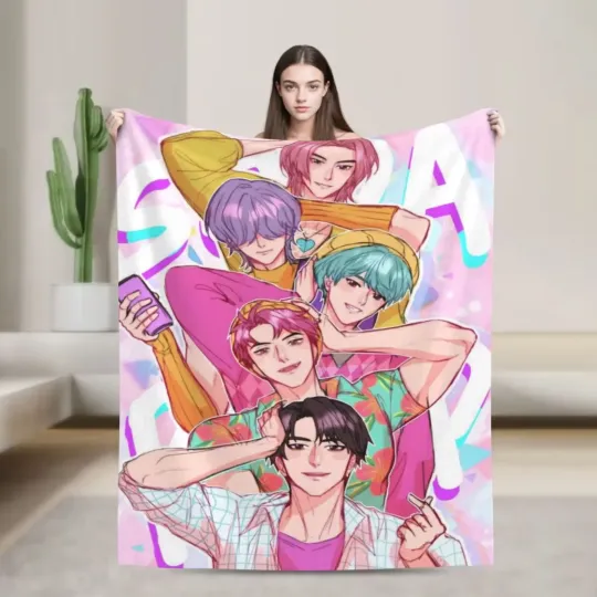 Discover Sajaboys Cozy Flannel Blanket,Lovely Kpop Demon Hunter Anime Warm