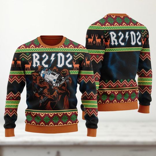 Discover Star Wars R2-D2 Ugly Christmas Sweater, Funny Rock Parody Sweater R2D2 Holiday Sweater, Xmas Gift, Disney Star Wars Holiday Gift