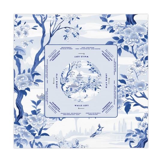 Discover Elegant Blue and White Floral Mahjong Tablecloth - Perfect for Mahjong Enthusiasts