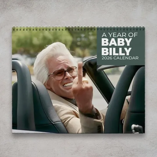 Discover Uncle Baby Billy Wall Calendar 2026, The Righteous Gemstones Fan Gift