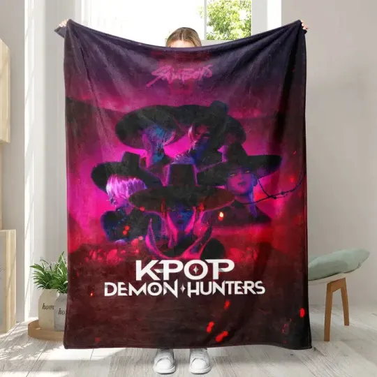 Saja Boys Merry Xmas Kpop Demon Hunter Fleece Blanket Christmas Huntrix