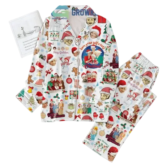 Discover The Stay Golden Happy Holiday Golden Christmas Pajamas Set
