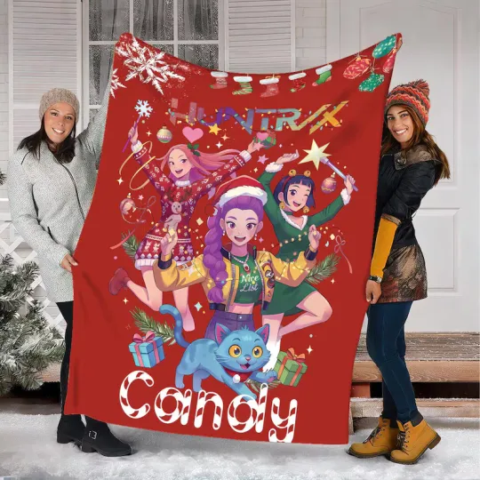 Discover Personalized Kpop Demon Hunter Christmas Personalized Name Xmas Fleece Blanket