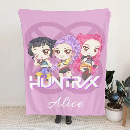 Discover Custom Kpop Demon Hunter Blanket, Name Anime Girls Fleece Blanket