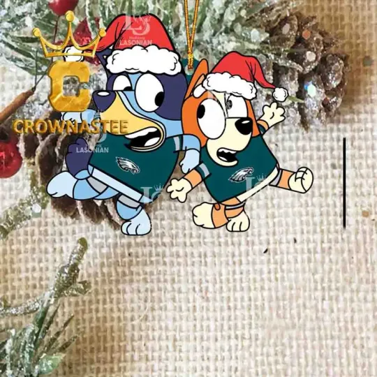 Discover XMAS Philadelphia Eagles BlueyDad Holiday football Acrylic Ornament