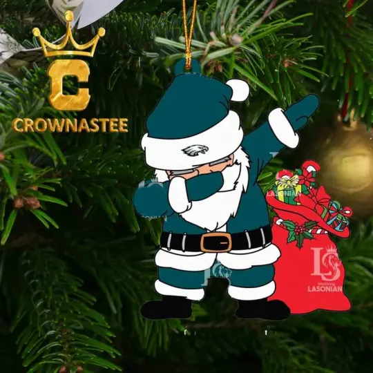 Discover XMAS Eagles Santa Dabbing football Ornament