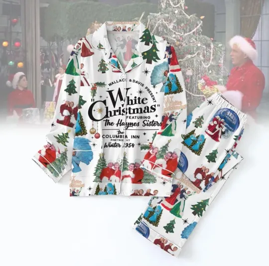 White Christmas Pajamas Set with 1954 Christmas Movie Shirt