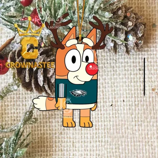 XMAS Philadelphia Eagles BlueyDad Chilli Deer football Ornament