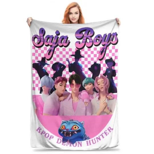 Discover Saja Boys KPOP Demon Hunters Huntrix Tiger Anime Fleece Blanket