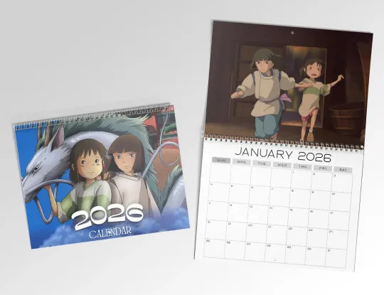 Spirited Away 2026 Wall Calendar, Studio Ghibli Merch, Cartoon Gift for Her