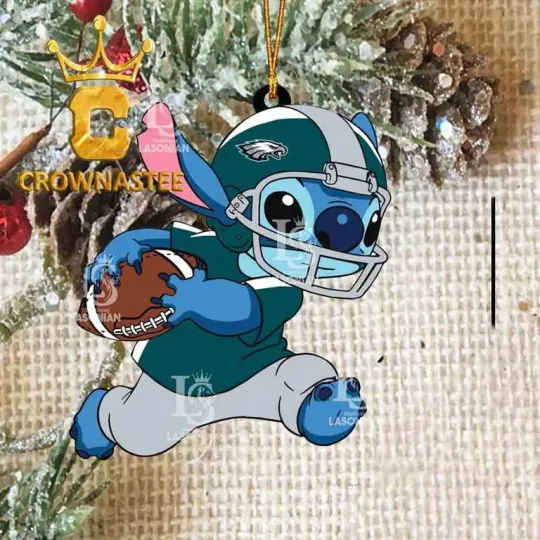 XMAS Philadelphia Eagles Stitch Run Rugby Ball Ornament