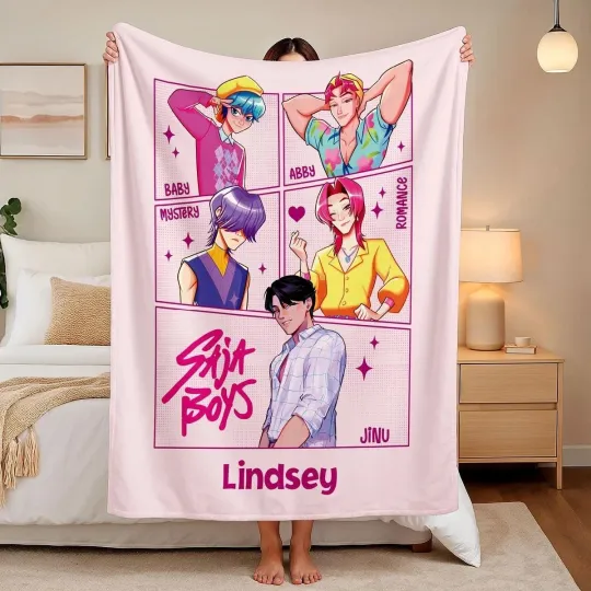 Discover Personalized Boys KPop Demon Hunter Inspired Fleece Blanket