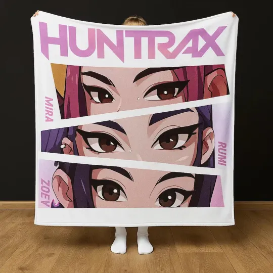 Kpop Demon Hunters Blanket, Hun.trix Mira Rumi Joey Fleece Blanket