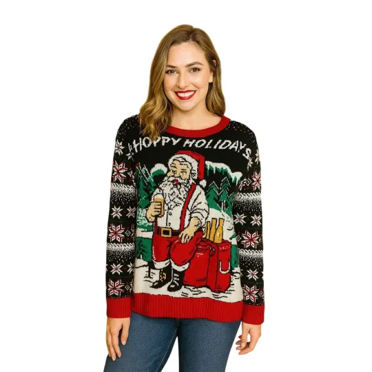 Discover Ugly Christmas Sweater Santa Beer Hoppy Holidays  Crewneck Size S NEW