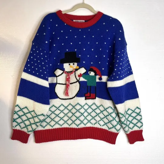 Discover Amanda Smith II Vintage Womens Blue Snowman Christmas Pullover  Sweater 20W