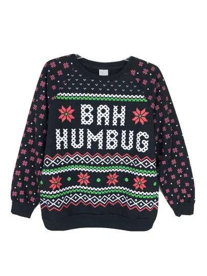 Discover Freeze Womens Christmas Pullover Sweater Bah Humbug Snowflake Nordic Medium A01