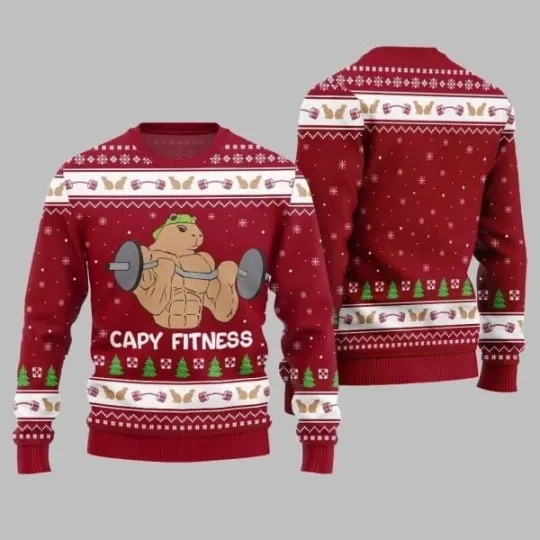 Discover 2025 Christmas Capy Fitness Ugly Christmas Sweater