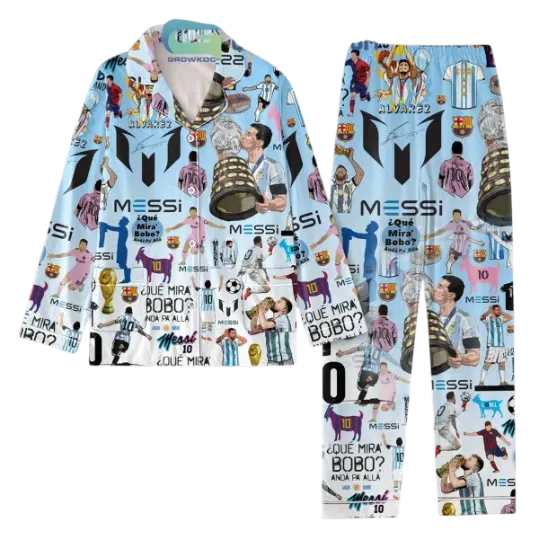 Messi The Goat Alvarez Argentina Barcelona Pajamas Set