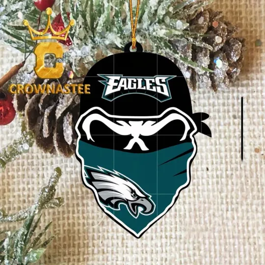 XMAS Philadelphia Eagles Skull football Acrylic Christmas Ornament