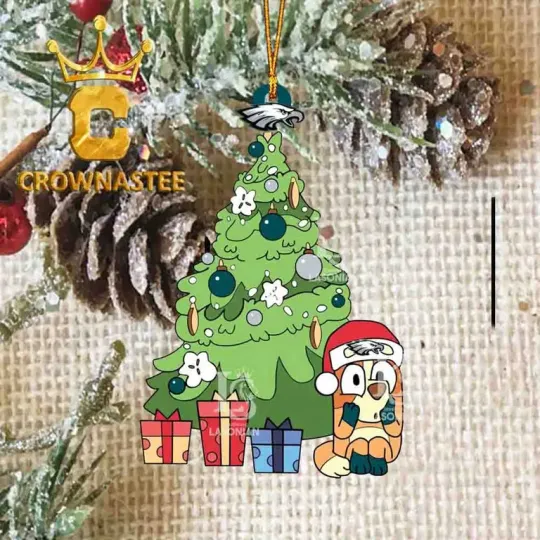 Discover XMAS US Stock Philadelphia Eagles BlueyDad Chilli football Christmas Ornament