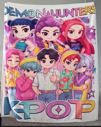 Discover Kids Kpop Demon Hunters Flannel Throw Blanket Brand New!!