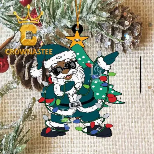 Discover XMAS US Stock Eagles Santa Claus Ugly Xmas football Ornament