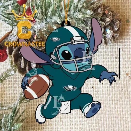 XMAS Philadelphia Eagles Stitch With Football Ornament