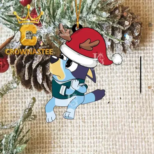 XMAS Philadelphia Eagles BlueyDad Santa Claus football Ornament