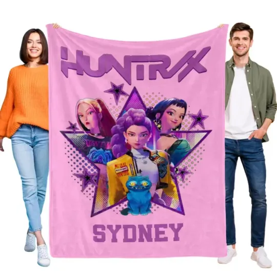 Discover Custom Huntrix Kpop Demon Hunters Blanket, Kpop Demon Hunters Fleece Blanket