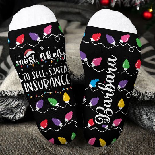 Discover Personalized Christmas Crew Socks, Most Likely And Custom Christmas Family, Stocking Stuffer for Teens, Secret Santa Gift for Men Women