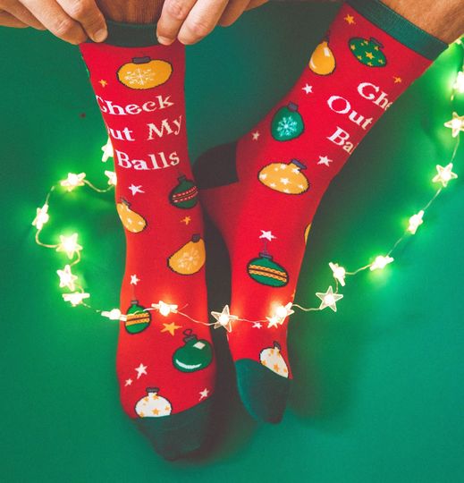 Discover Funny Christmas Socks, Adult Humor, Festive Ornament Design