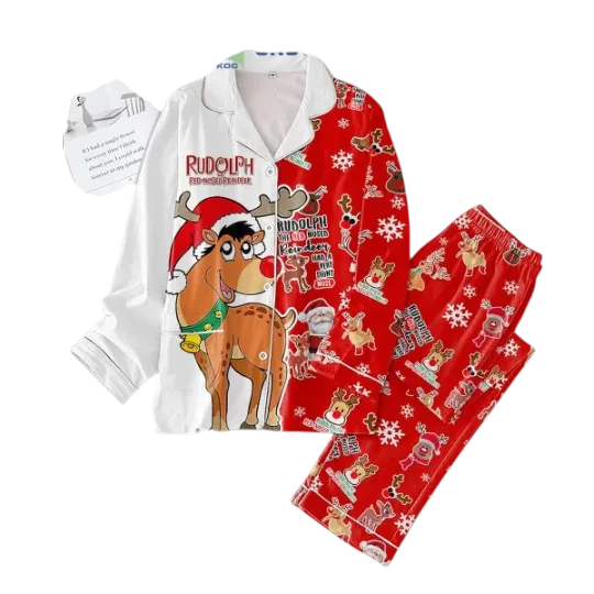 Rudolph The Red Nosed Reindeer Pajamas Set for Adults