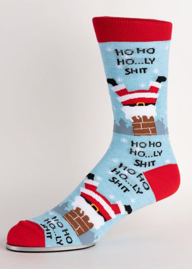 Discover Ho Ho Holy Shit Men Crew Socks | Fun | Awesome Socks | Crazy Socks | Groom Socks | Funky Socks | Christmas | Holiday Themed Socks | Santa