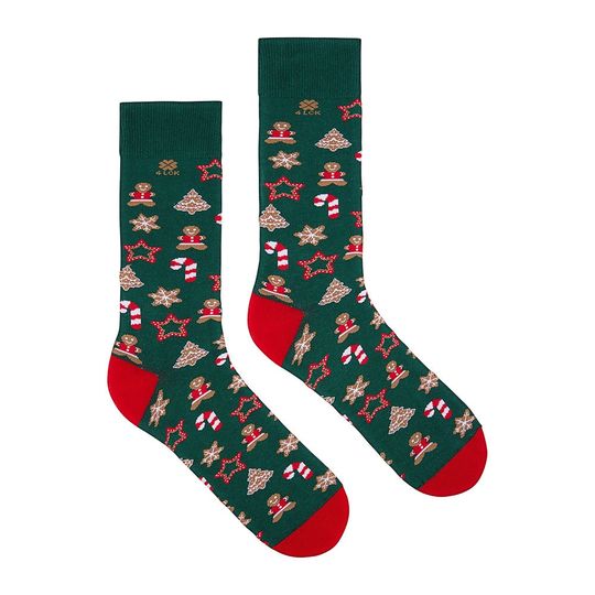 Discover Green Christmas Socks with Gingerbread