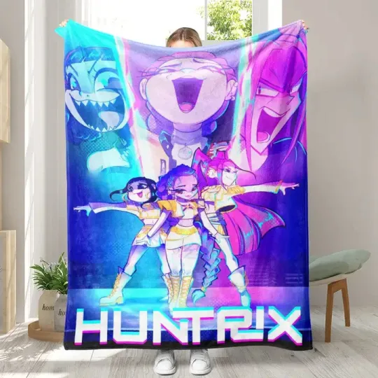 Discover Huntrix Saja Boys Merry Christmas Blanket Kpop Demon Hunter Fleece Blanket
