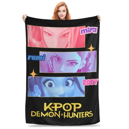 Discover Mira Rumi Roey Saja Boys KPOP Demon Hunters Huntrix Anime Fleece Blanket
