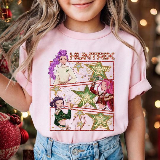Discover K-pop Demon Hunters Christmas T-Shirt, Anime Huntrix Youth Toddler Tee, Retro Kpop Merch, Mira Rumi Joey