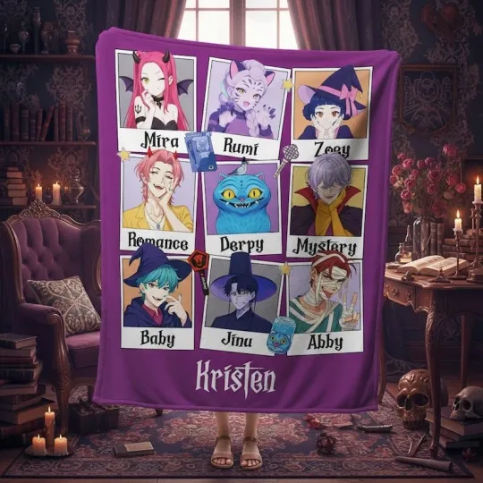 Discover Halloween Huntrix Demon Hunters Blanket, Spooky KPop Huntrix Custom Name Blanket