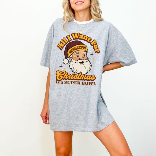 Discover Washington Football Christmas Super Bowl T-Shirt, Retro Commander Football Tee, Holiday Football Fan Shirt, Festive Sport Apparel, Santa Tee